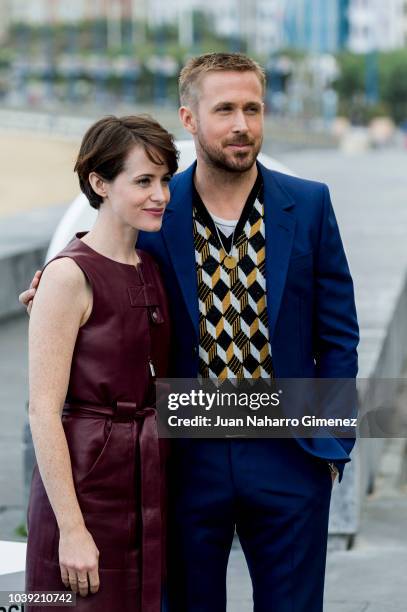 Ryan Gosling and Claire Foy attend 'First Man' photocall during 66th San Sebastian Film Festival on September 24, 2018 in San Sebastian, Spain.