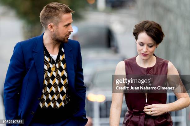 Ryan Gosling and Claire Foy attend 'First Man' photocall during 66th San Sebastian Film Festival on September 24, 2018 in San Sebastian, Spain.