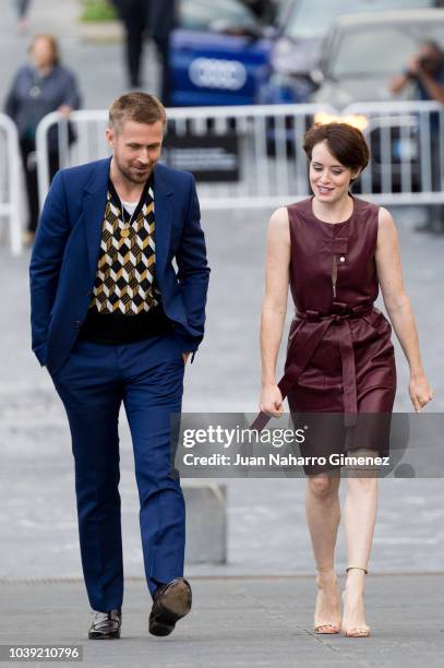 Ryan Gosling and Claire Foy attend 'First Man' photocall during 66th San Sebastian Film Festival on September 24, 2018 in San Sebastian, Spain.