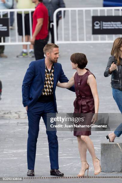 Ryan Gosling and Claire Foy attend 'First Man' photocall during 66th San Sebastian Film Festival on September 24, 2018 in San Sebastian, Spain.