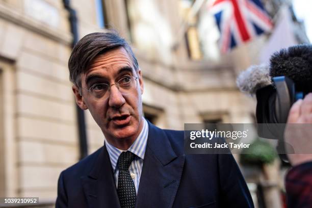 Jacob Rees-Mogg MP, chairman of the European Research Group, arrives for an Institute of Economic Affairs panel discussion to launch their latest...