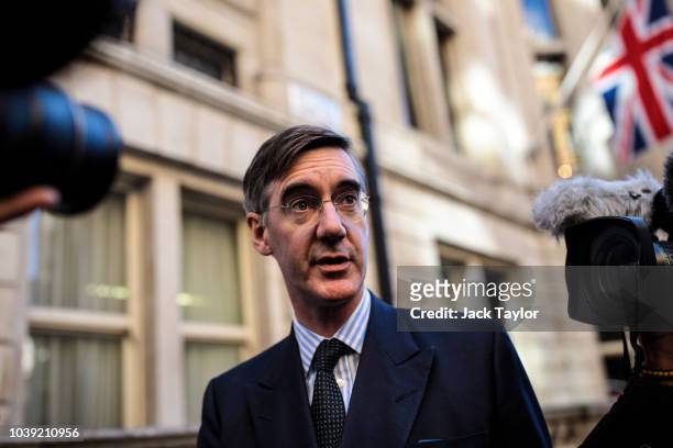 Jacob Rees-Mogg MP, chairman of the European Research Group, arrives for an Institute of Economic Affairs panel discussion to launch their latest...