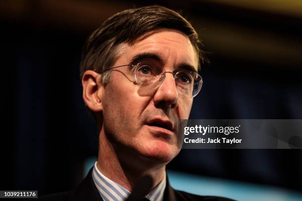 Jacob Rees-Mogg MP, chairman of the European Research Group, speaks at an Institute of Economic Affairs panel discussion to launch their latest...