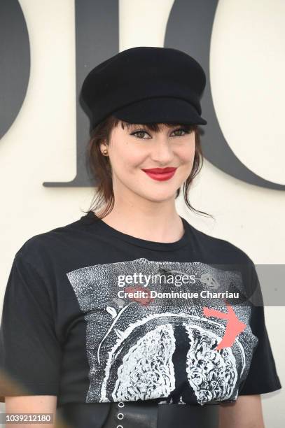 Shailene Woodley attends the Christian Dior show as part of the Paris Fashion Week Womenswear Spring/Summer 2019 on September 24, 2018 in Paris,...