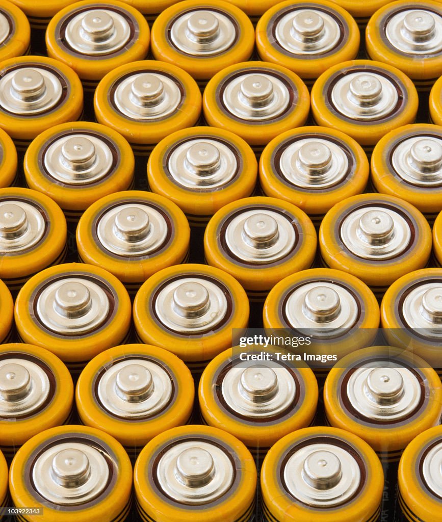 Rows of AA batteries