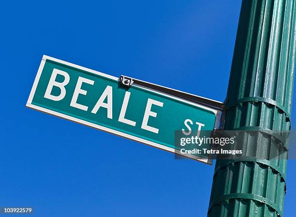 beale street sign and post - memphis stock pictures, royalty-free photos & images