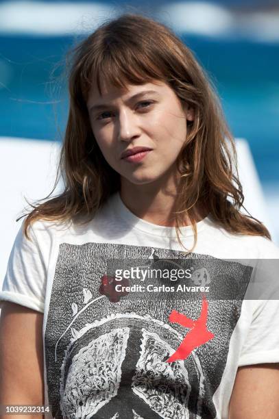 Actress Lou De Laage attends 'Le Cahier Noir ' photocall during the 66th San Sebastian International Film Festival on September 24, 2018 in San...