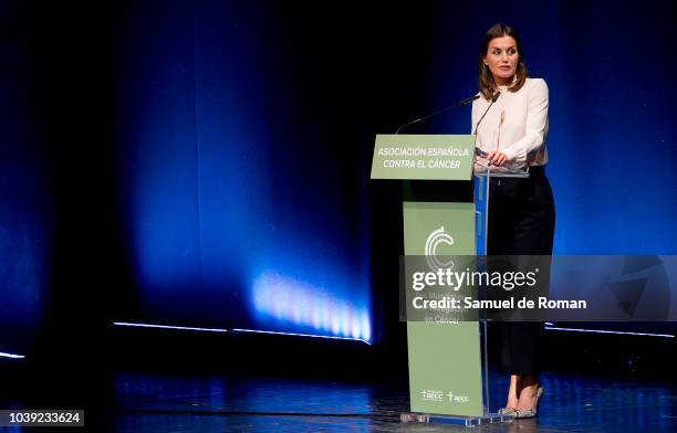 Queen Letizia Of Spain Attends 'V De Vida' AECC Awards 2018 on September 24, 2018 in Madrid, Spain.