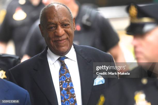 Outside the Montgomery County Courthouse on the first day of sentencing in Bill Cosby's sexual assault trial on September 24, 2018 in Norristown,...