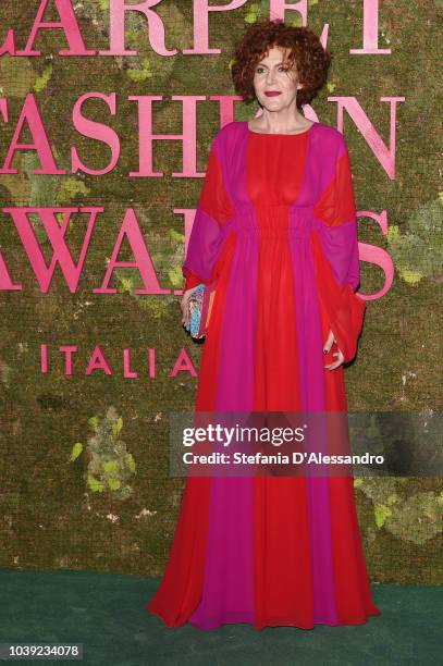 Guest attends the Green Carpet Fashion Awards at Teatro Alla Scala on September 23, 2018 in Milan, Italy.