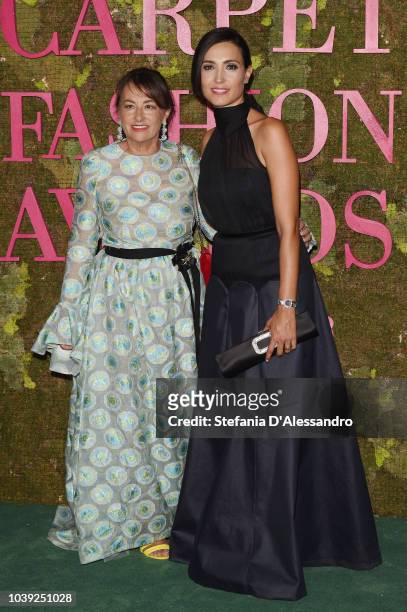 Laura Strambi and Caterina Balivo attend the Green Carpet Fashion Awards at Teatro Alla Scala on September 23, 2018 in Milan, Italy.