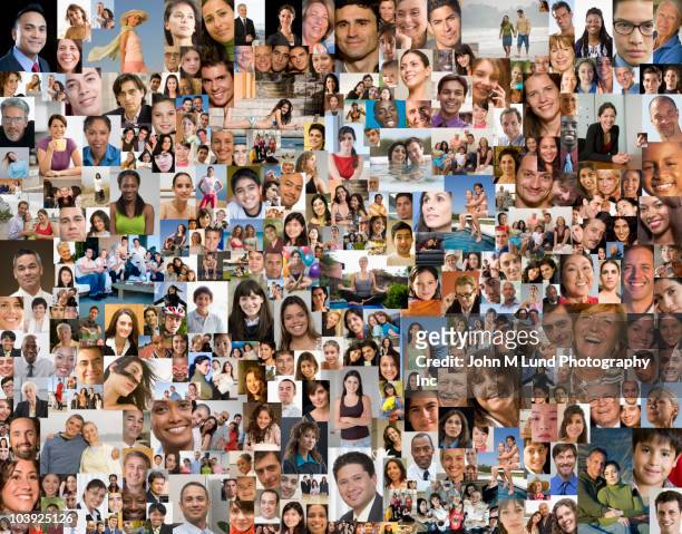 collage of photographs - faces imagens e fotografias de stock