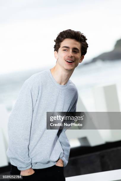 Actor Timothee Chalamet attends the 'Beautiful Boy' photocall during the 66th San Sebastian International Film Festival on September 24, 2018 in San...