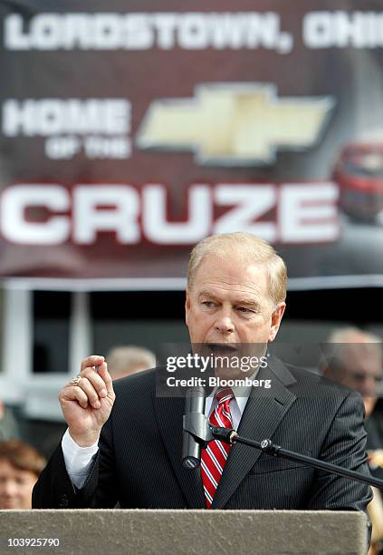 Ted Strickland, governor of Ohio, speaks during a launch event for the new Chevrolet Cruze at the General Motors Co. Assembly plant in Lordstown,...