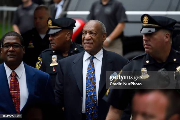 Entertainer Bill Cosby arrives for a scenting hearing at the Montgomery County Courthouse, in Norristown, PA, on September 24, 2018. Cosby appears...