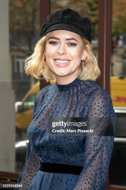 Tanya Burr is seen on September 24, 2018 in Paris, France.