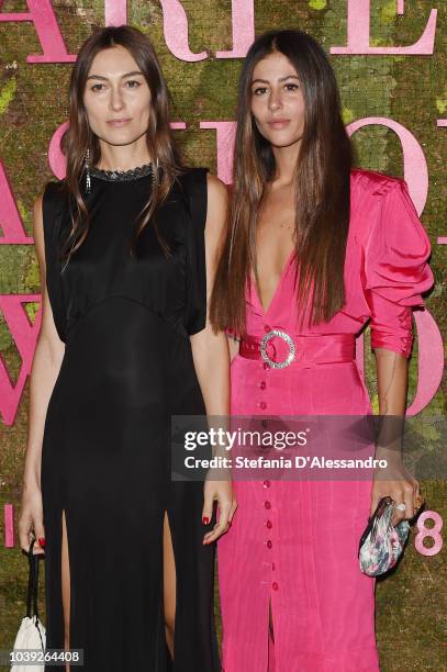 Giorgia Tordini and Gilda Ambrosio attend the Green Carpet Fashion Awards at Teatro Alla Scala on September 23, 2018 in Milan, Italy.