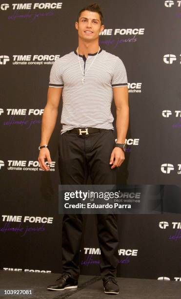 Soccer player Cristiano Ronaldo attends Time Force 2010 collection press conference at Puerta de America hotel on September 8, 2010 in Madrid, Spain.