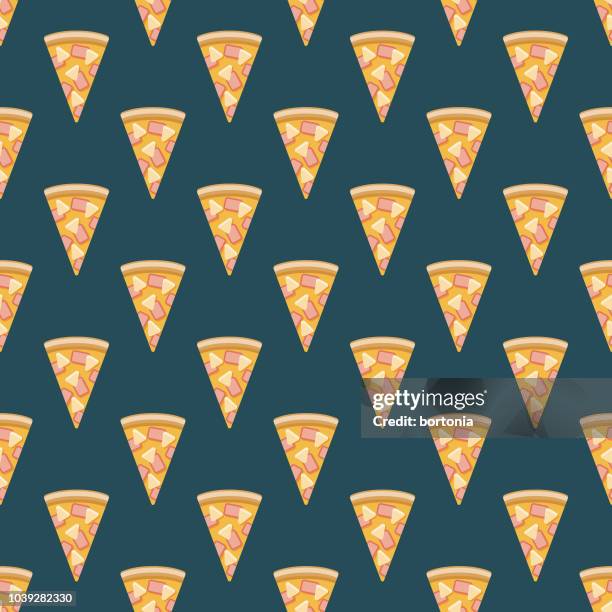 hawaiian pizza seamless pattern - pineapple pattern stock illustrations