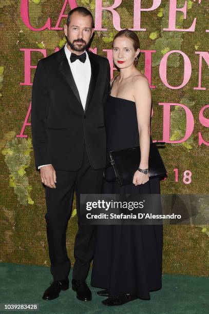 Luke and Lucie Meier attend the Green Carpet Fashion Awards at Teatro Alla Scala on September 23, 2018 in Milan, Italy.