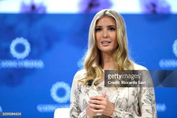 Advisor to the President Ivanka Trump speaks onstage during the 2018 Concordia Annual Summit - Day 1 at Grand Hyatt New York on September 24, 2018 in...