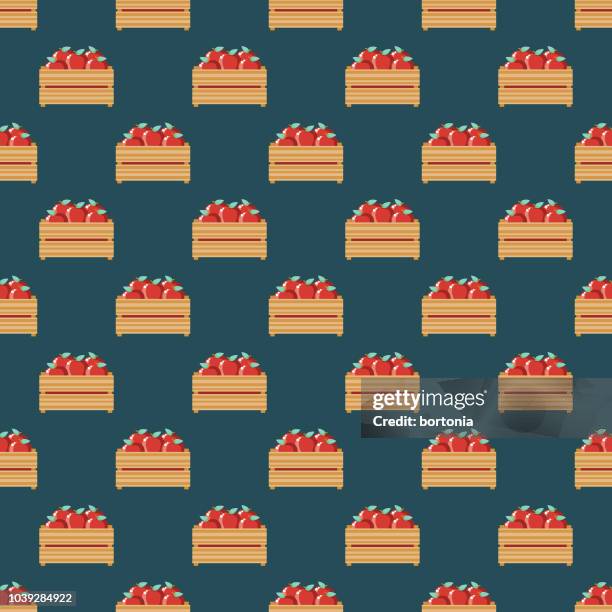 apples seamless pattern - apple crate stock illustrations