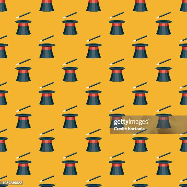 magician's hat seamless pattern - magic wand background stock illustrations