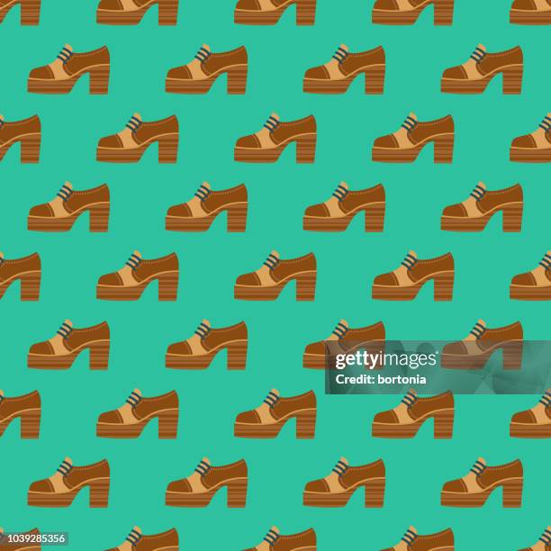 retro platform shoes seamless pattern - leather background stock illustrations
