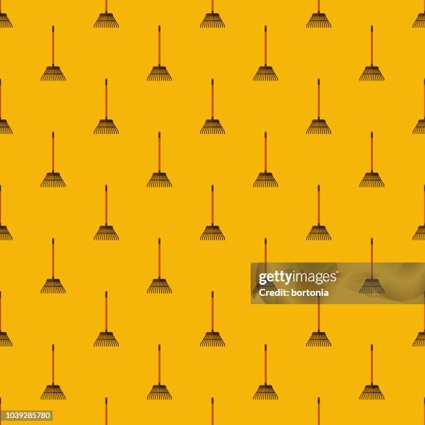 rake seamless pattern - rake leaves stock illustrations