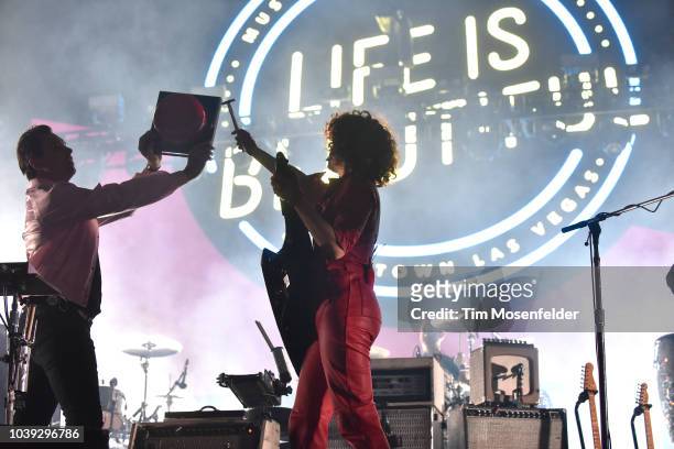 Regine Chassagne of Arcade Fire performs during the 2018 Life is Beautiful Festival on September 23, 2018 in Las Vegas, Nevada.