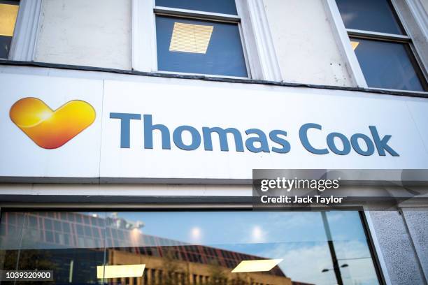 Branch of Thomas Cook travel agents stands on Islington High Street on September 24, 2018 in London, England. Thomas Cook shares fell by 25% after...