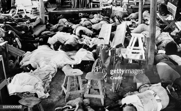 Bodies of more than 400 members of the Jim Jones' sect "Temple of people" lie down, on 19 November 1978, in Jonestown, where the Cult leader Jim...