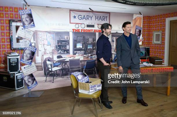 Jason Reitman and Hugh Jackman attend "The Front Runner" photo call at Crosby Street Hotel on September 24, 2018 in New York City.