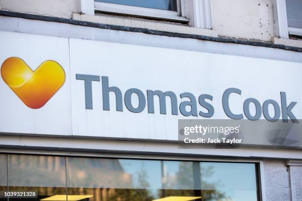 Branch of Thomas Cook travel agents stands on Islington High Street on September 24, 2018 in London, England. Thomas Cook shares fell by 25% after...