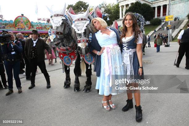 Claudia Effenberg and her daugher Lucia Strunz during the 'Sixt Damen Wiesn' as part of the Oktoberfest 2018 at Schuetzenfestzelt at Theresienwiese...