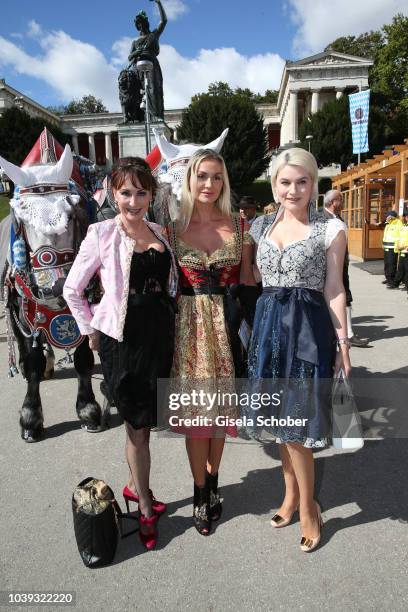 Anna Maria Kaufmann, Christina Duxa, Kriemhild Siegel during the 'Sixt Damen Wiesn' as part of the Oktoberfest 2018 at Schuetzenfestzelt at...