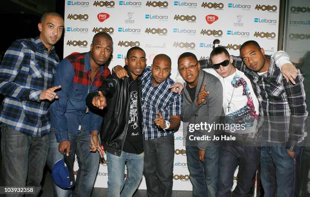 Scratchy and his band Roll Deep attend the Mobo Awards Launch at the Mayfair Hotel on September 8, 2010 in London, England.