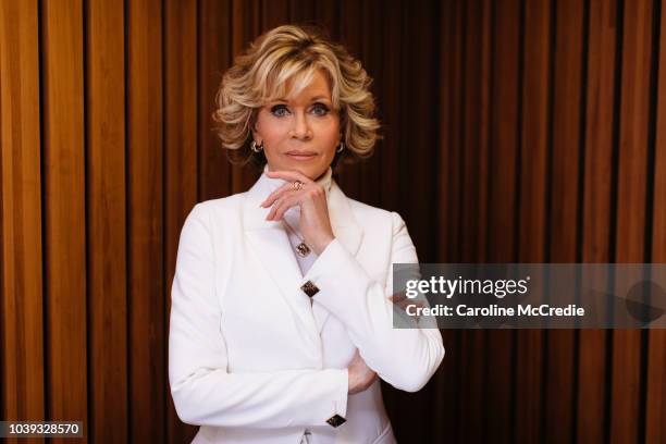 Jane Fonda wears Chopard at the Sydney Opera House on August 27, 2018 in Sydney, Australia.