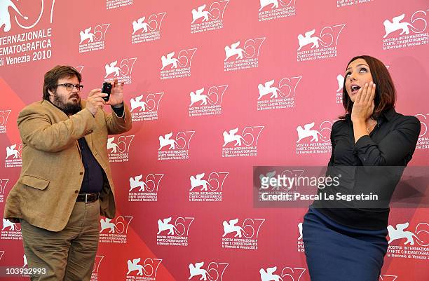 Actor Giuseppe Battiston and actress Ambra Angiolini attend the 'Notizie Degli Scavi' photocall during 67th Venice Film Festival at the Palazzo del...