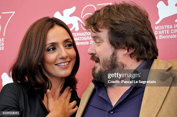 Actor Giuseppe Battiston and actress Ambra Angiolini attends the 'Notizie Degli Scavi' photocall during 67th Venice Film Festival at the Palazzo del...