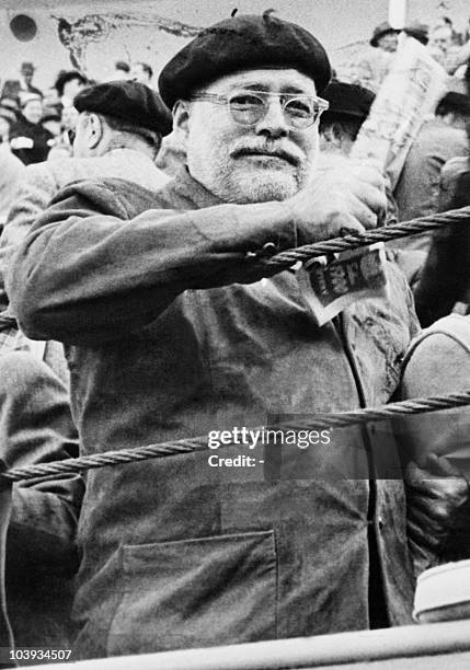 Picture dated of the 50's showing American writer Ernest Hemingway at a bullfight in Pamplona, Spain.