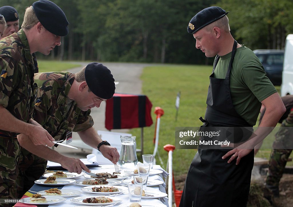 Combat Cooking Army catering judges taste a meal made by army military chefs that ...