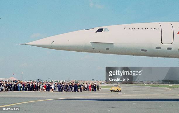 Photo prise en juin 1969 lors du Salon du Bourget du prototype du Concorde, l'avion supersonique franco-britannique. Picture taken on June 1969...