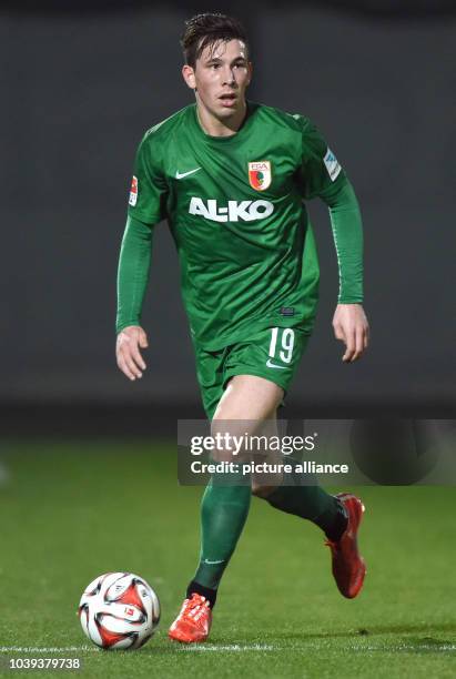 Pierre-Emile Hoejbjerg of FC Augsburg kicks the ball during a test game vs. Gaziantep in Belek, Turkey, 15 January 2015. German teams stay in Belek...