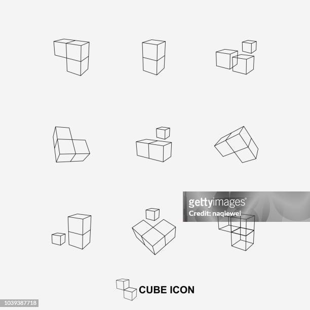 vector cube icon collection - three dimensional stock illustrations