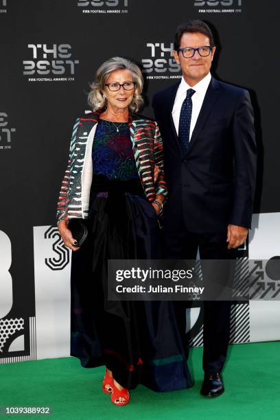 Fabio Capello and Laura Ghisi arrive on the Green Carpet ahead of The Best FIFA Football Awards at Royal Festival Hall on September 24, 2018 in...