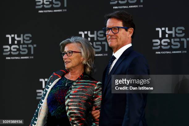 Fabio Capello and Laura Ghisi arrive on the Green Carpet ahead of The Best FIFA Football Awards at Royal Festival Hall on September 24, 2018 in...