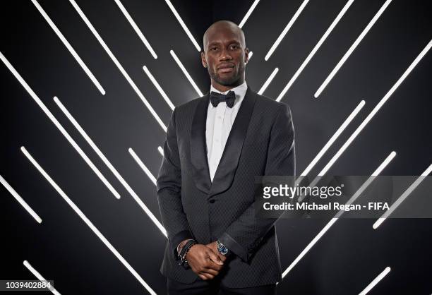 Didier Drogba is pictured inside the photo booth prior to The Best FIFA Football Awards at Royal Festival Hall on September 24, 2018 in London,...