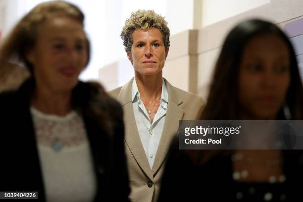Andrea Constand returns to the courtroom during a lunch break at the sentencing hearing for the sexual assault trial of entertainer Bill Cosby at the...
