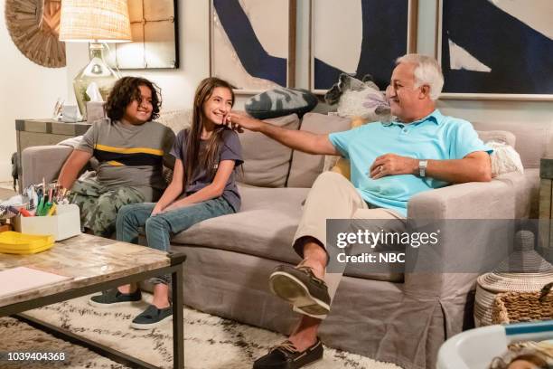 Get Sick Of Being Needed" Episode 103 -- Pictured: Rahm Braslaw as Louie, Lily Rose Silver as Lily, Brian George as Sonny --